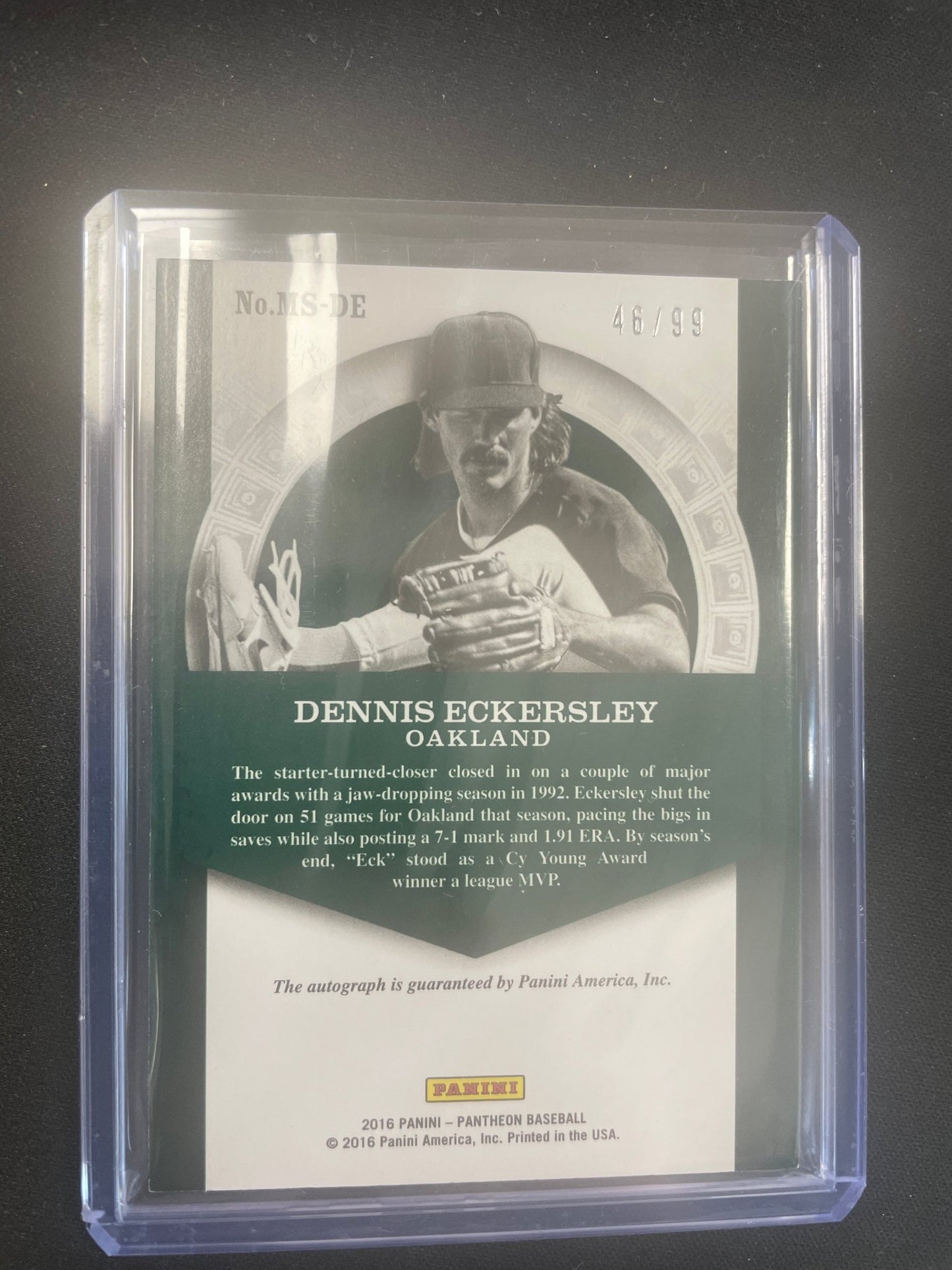 2016 Pantheon Baseball Dennis Eckersley Autograph /99 #MS-DE