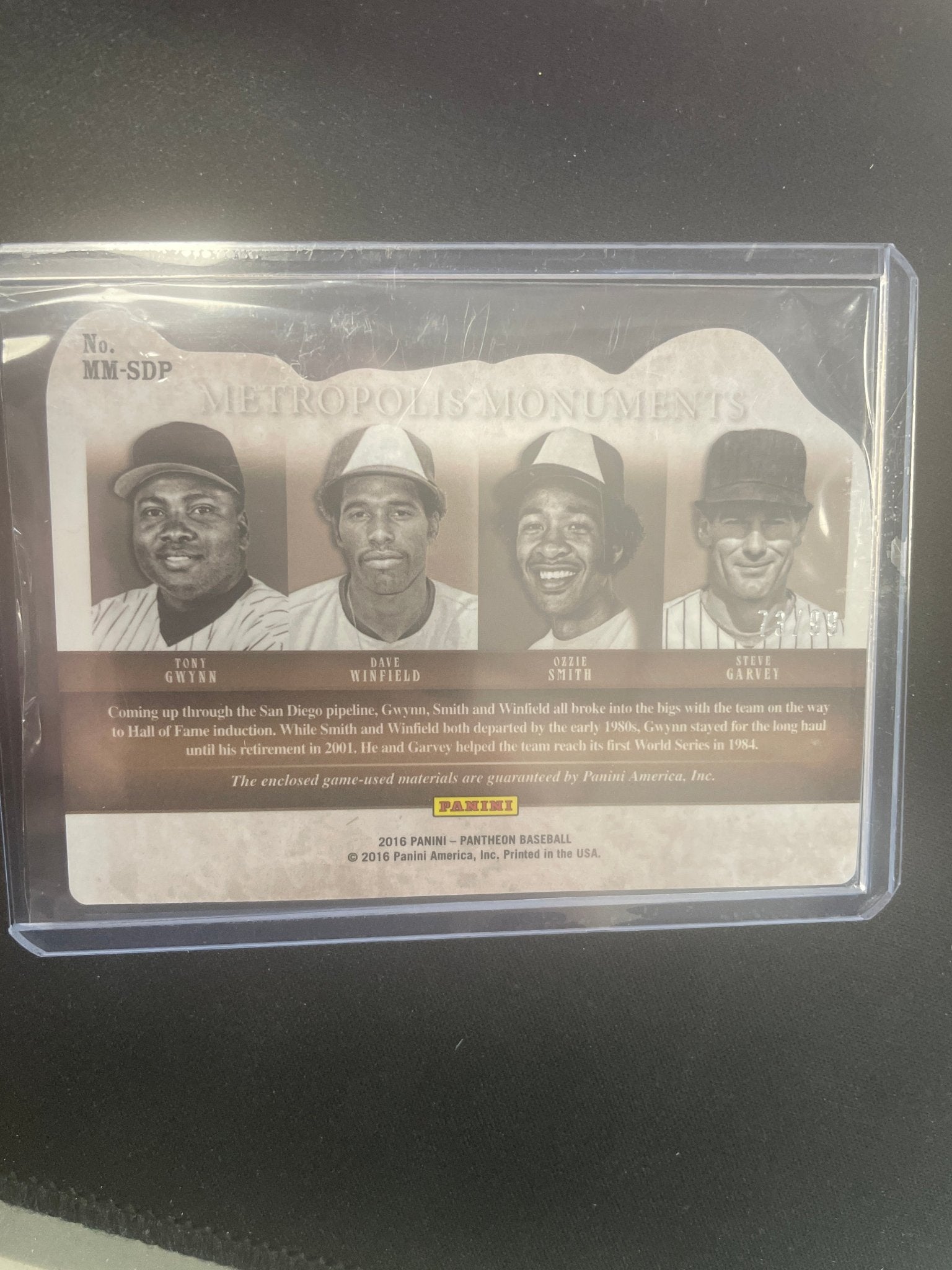 2016 Pantheon Baseball Smith Garvey Gwynn Winfield Relic #MM-SDP