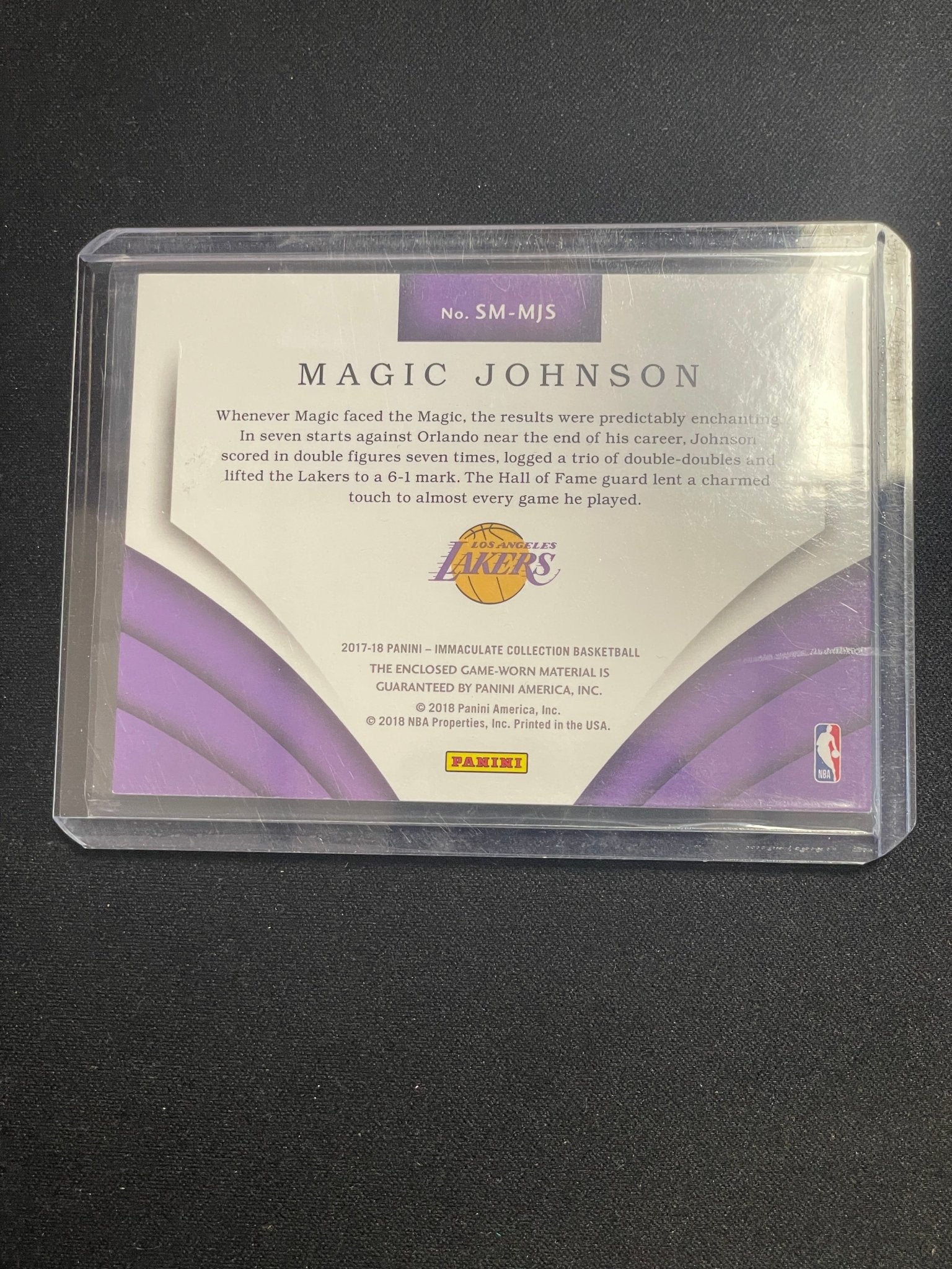 2018 Immaculate Basketball Magic Johnson Relic /49