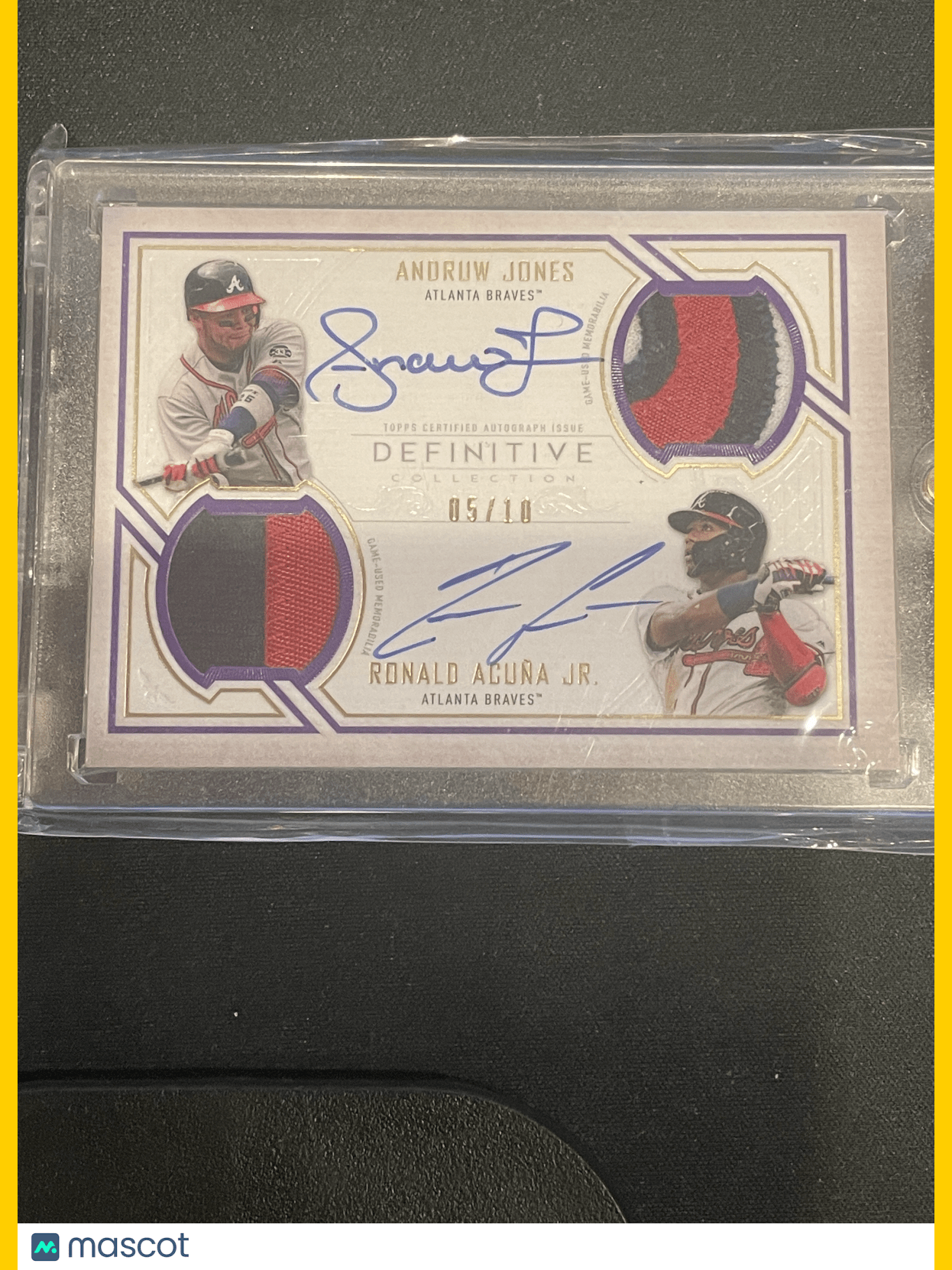 2019 Definitive Collection Andruw Jones Ronald Acuña Jr. Autograph Relic /10