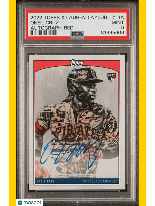 2022 Topps X Lauren Taylor Autographs Baseball Oneil Cruz Red #11A PSA 9 - Papa Joey's Collectibles