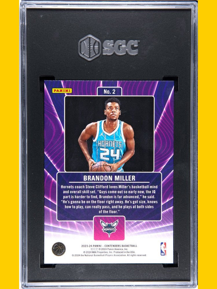 2023 Panini Contenders Basketball Brandon Miller Lottery Ticket #2 SGC 10