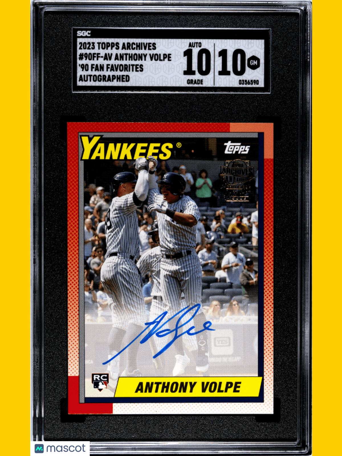 2023 Topps Archives Baseball Anthony Volpe '90 Fan Favorites Autograph #90FF-AV SGC 10 Auto 10