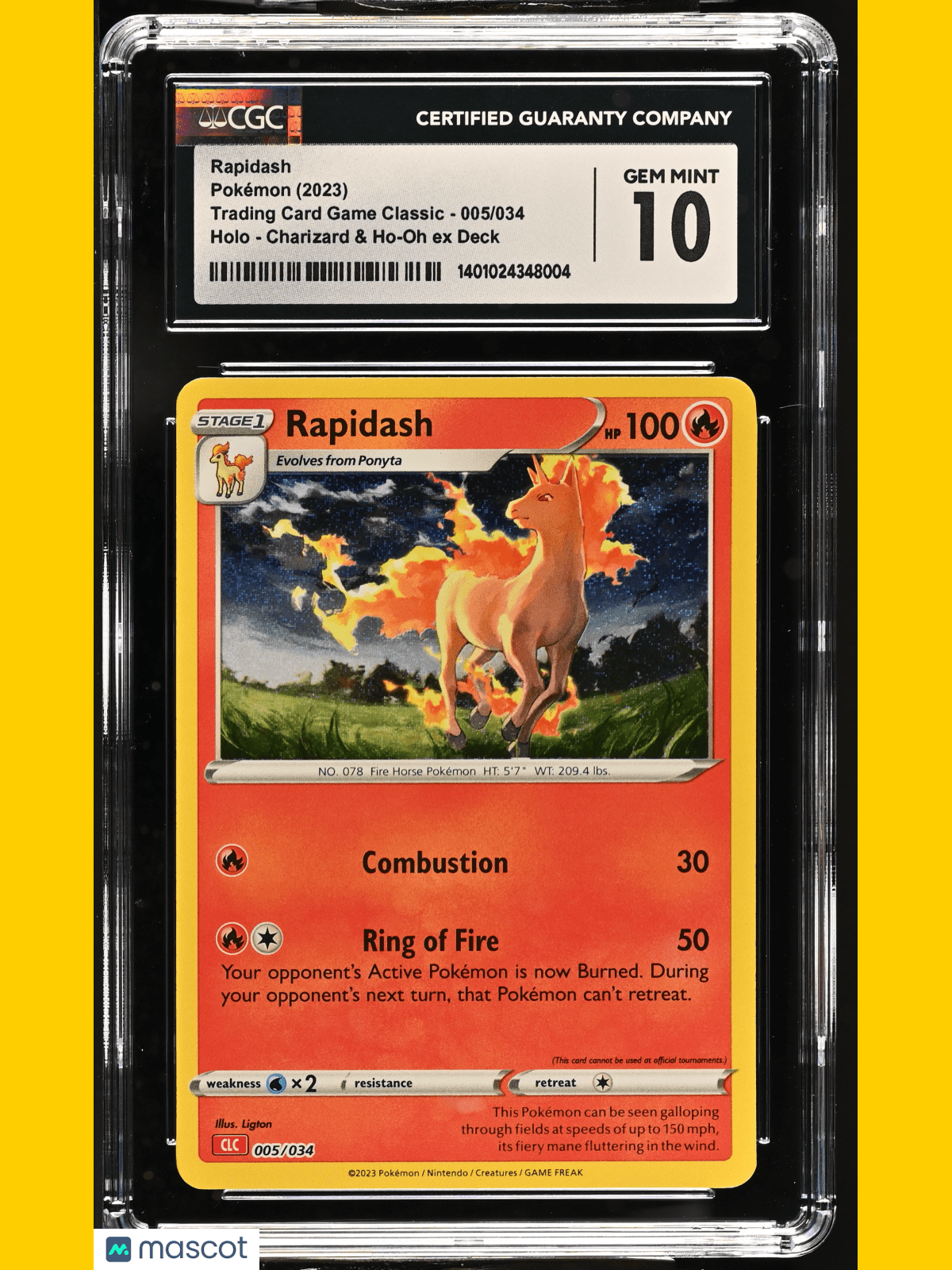 2023 Trading Card Game Classic Pokémon Rapidash Charizard Holo #005/034 CGC 10