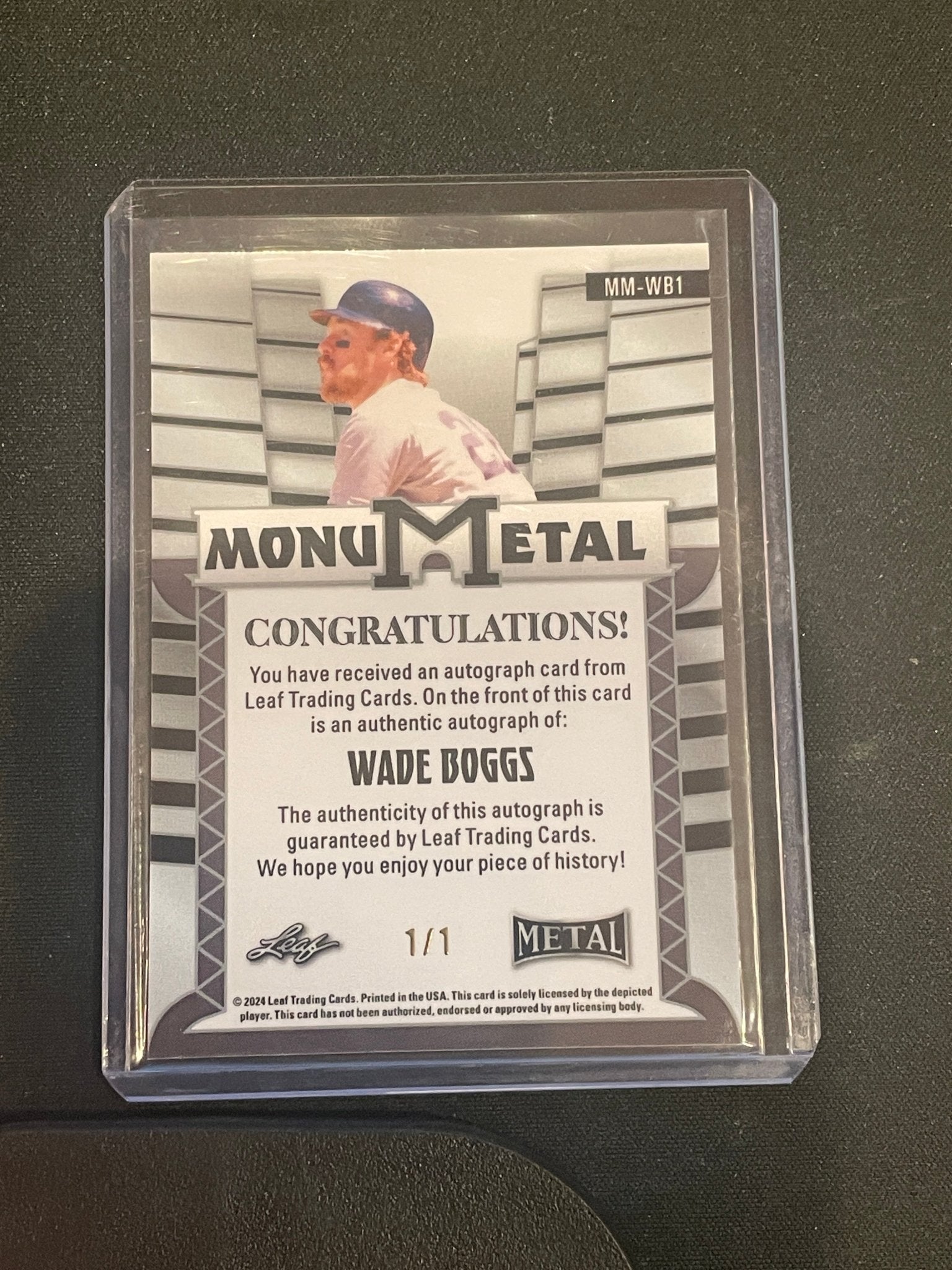 2024 Leaf Metal Baseball Wade Boggs Autograph Monumental 1/1 #MM-WB1