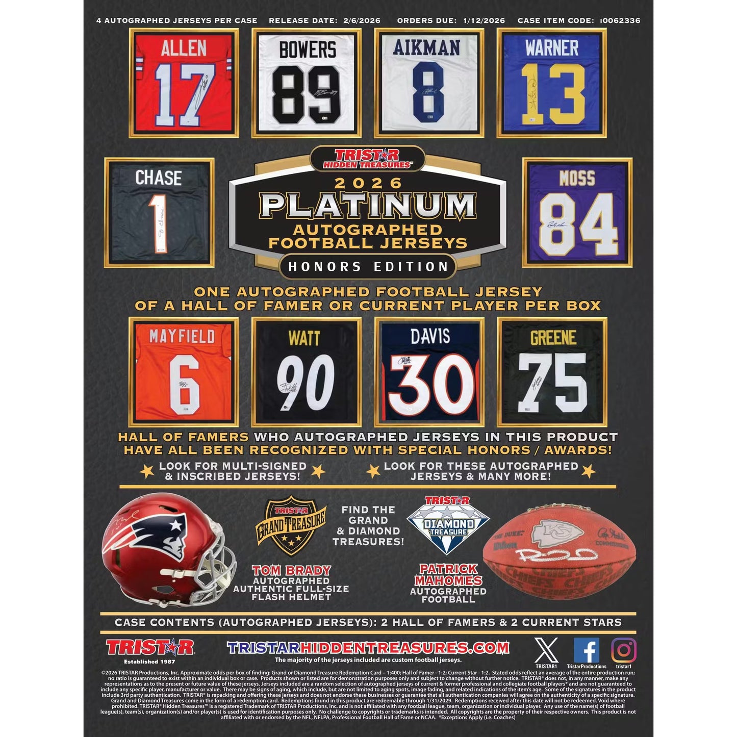 2026 TriStar Platinum Honors Edition Autographed Football Jersey Box