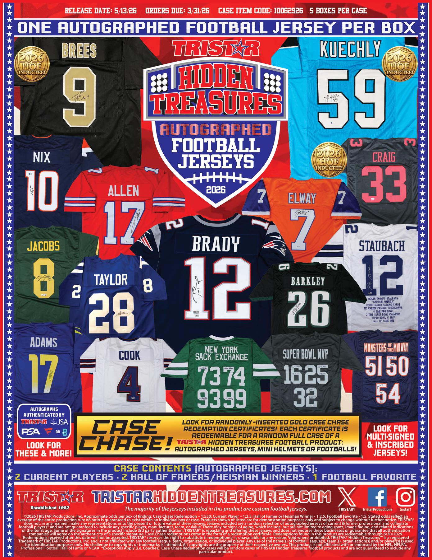 2026 TriStar Hidden Treasures Autographed Football Jersey Hobby Box