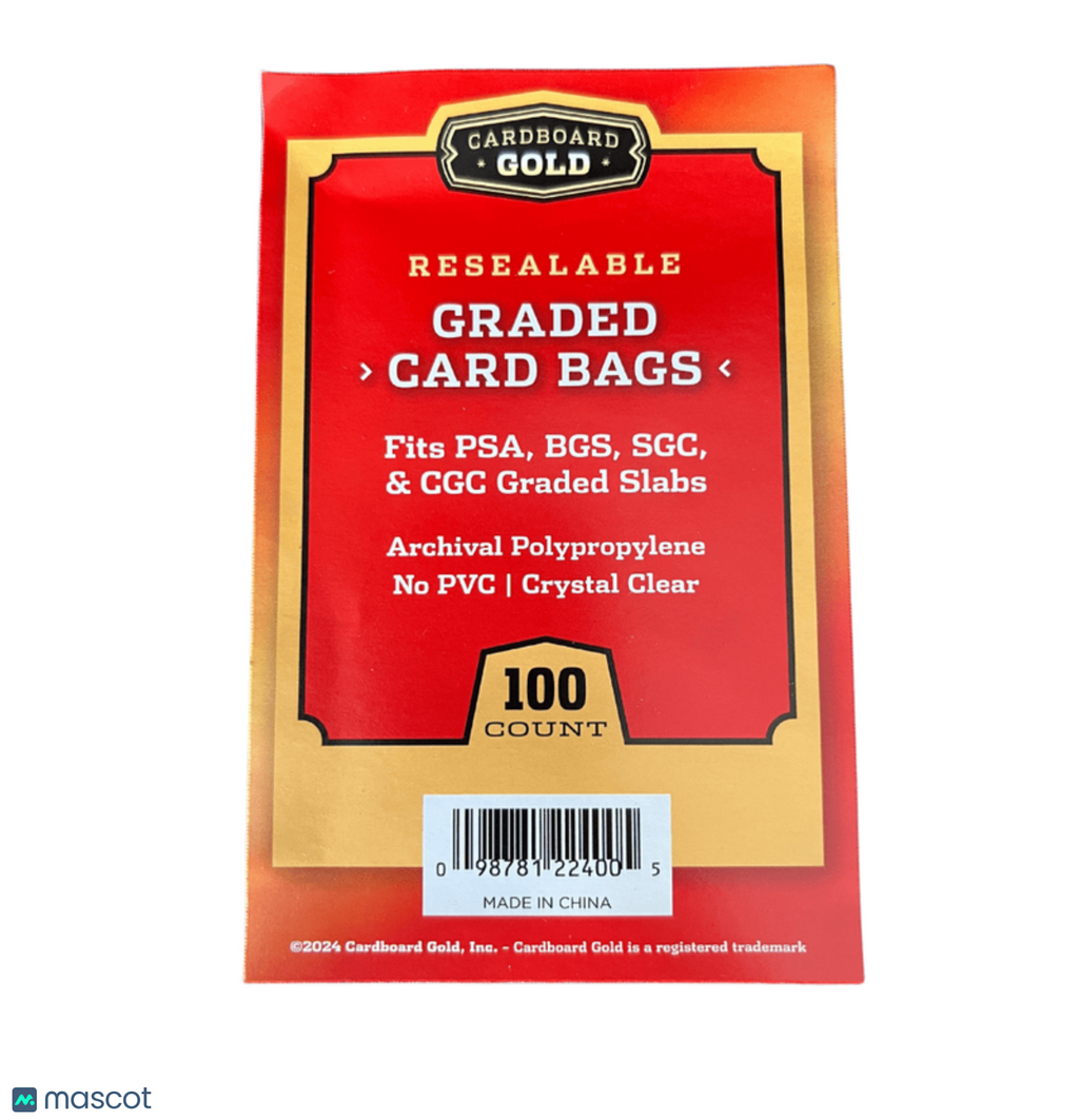 Cardboard Gold Resealable Graded Card Bags 100 Ct