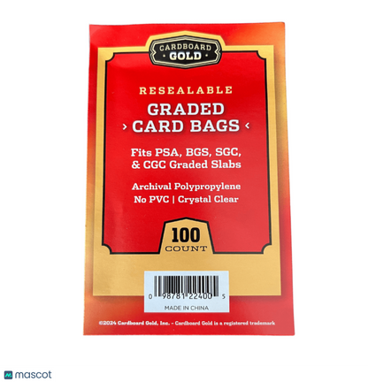 Cardboard Gold Resealable Graded Card Bags 100 Ct