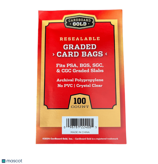 Cardboard Gold Resealable Graded Card Bags 100 Ct