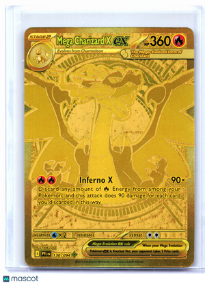 2025 Pokemon—Mega Charizard X ex #130/094 Phantasmal Flames—Mega Hyper Rare Gold