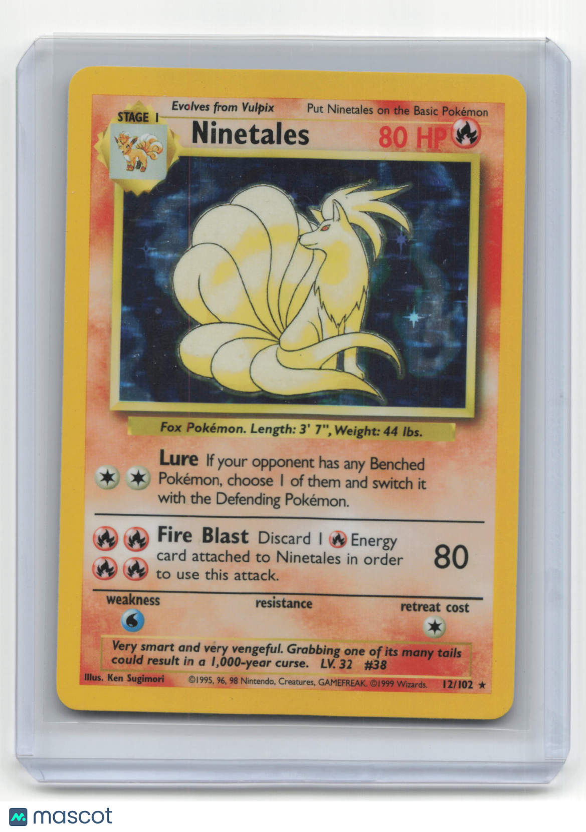 1999 Pokemon TCG Ninetales Base Set #12/102 Lightly Played Holo