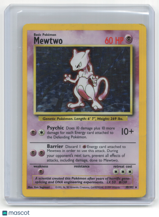 1999 Pokemon TCG Mewtwo Base Set #10/102 Damaged Holo