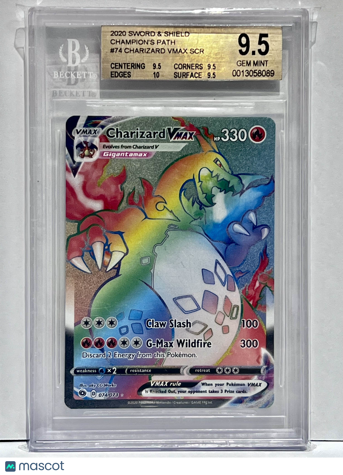 2020 Pokemon Sword & Shield Charizard VMAX Champion's Path #074/073 BGS 9.5