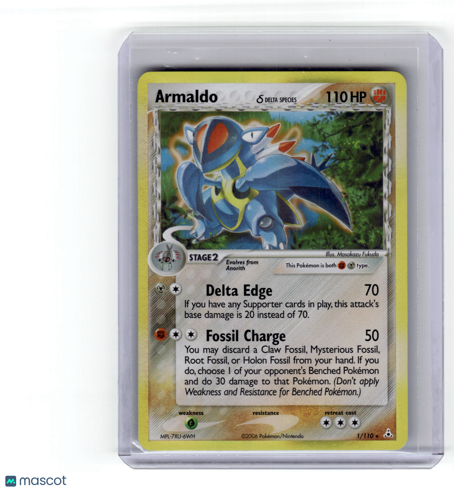 2006 Pokemon Armaldo EX Holon Phantoms Rare Holo #1/110 Moderately Played