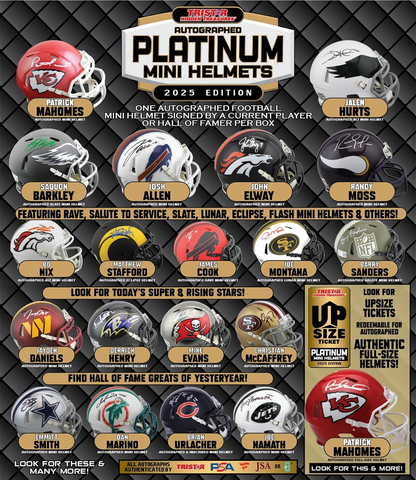 2025 Tristar Hidden Treasures Football Platinum Autographed Mini Helmets