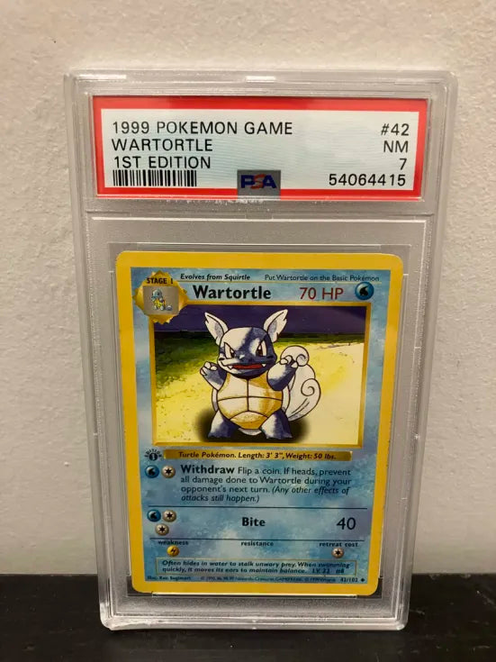 1999 Pokemon Game—Wartortle #42 Base Set—Uncommon Nonholo (1st Edition) PSA 7