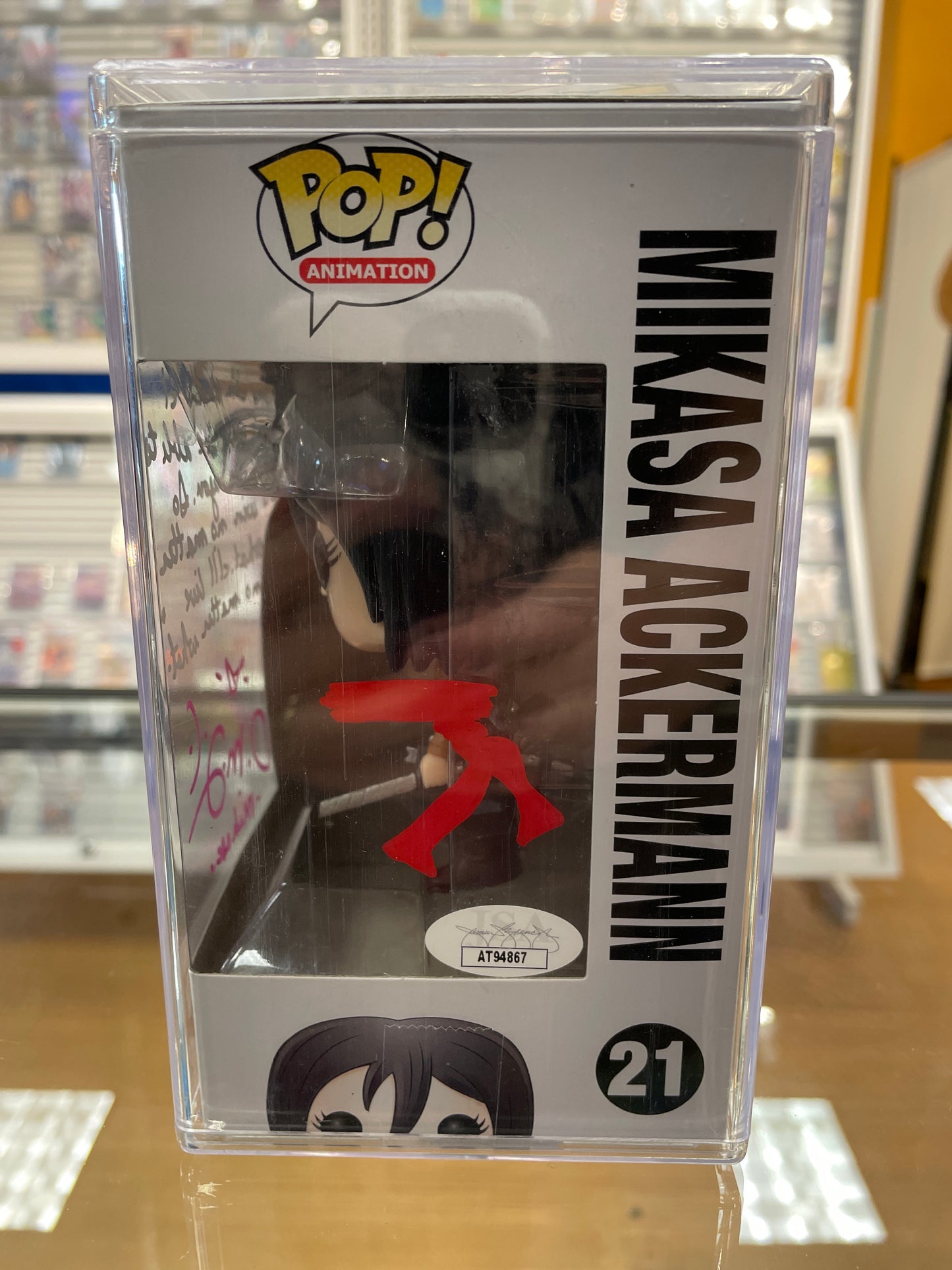 Funko Attack on Titan Mikasa Ackerman #21 (Very Good) (Trina Nishimura Auto JSA)