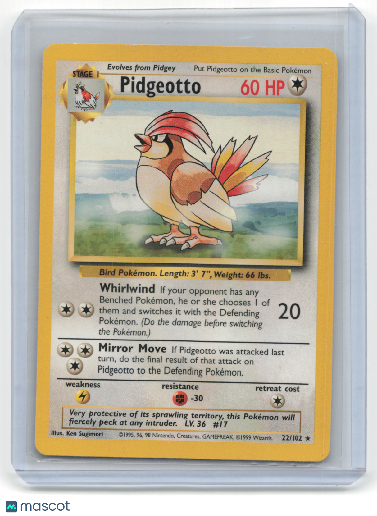 1999 Pokemon TCG Pidgeotto Base Set #22/102 Basic Unlimited