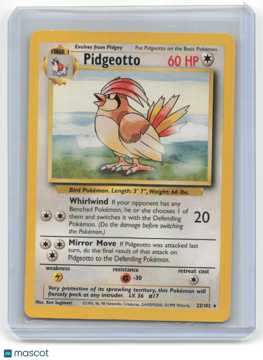 1999 Pokemon TCG Pidgeotto Base Set #22/102 Basic Unlimited