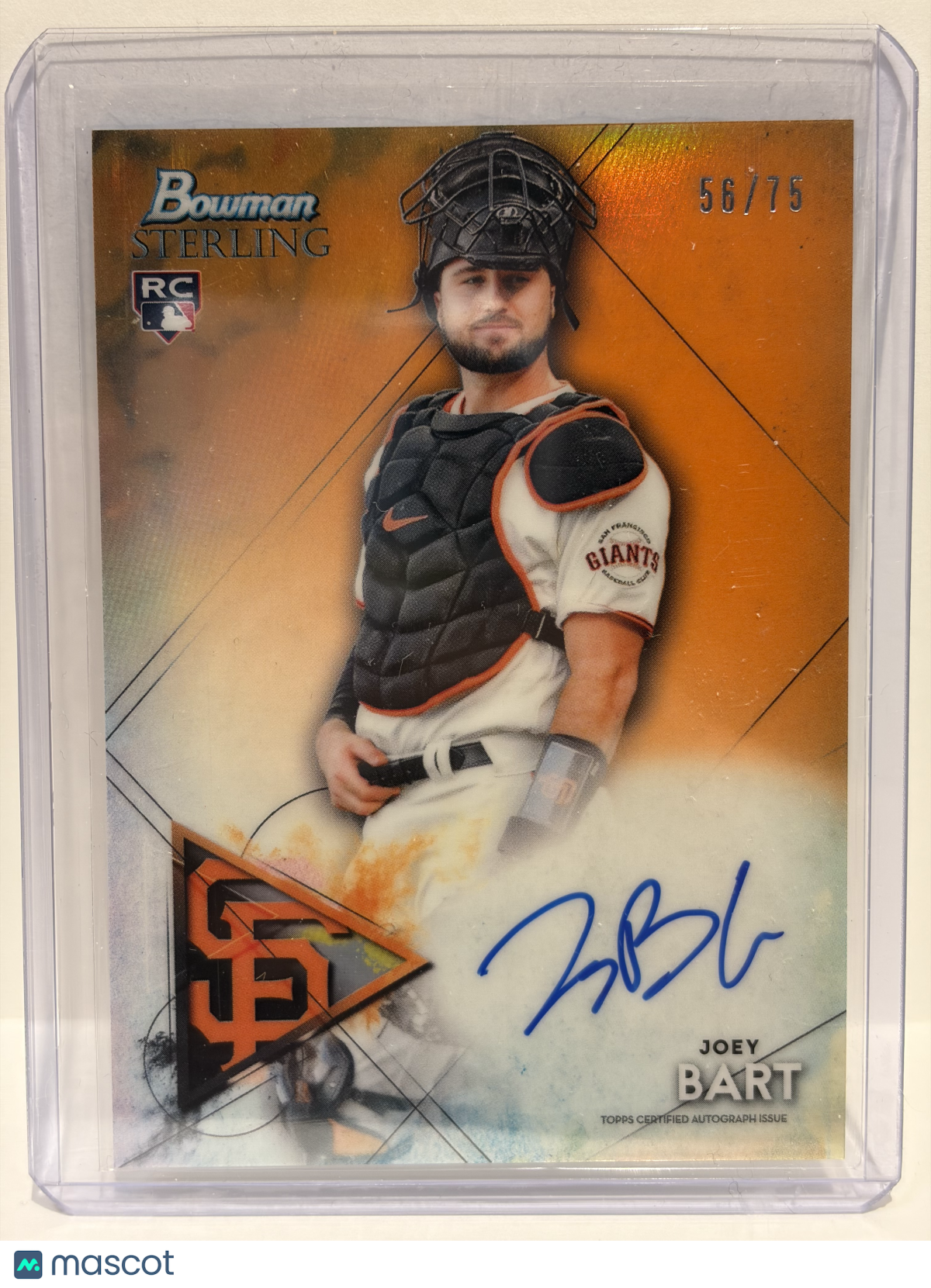 2021 Topps Bowman Sterling Joey Bart Auto RC 56/75 Orange Refractor #BSRA-JB  NM