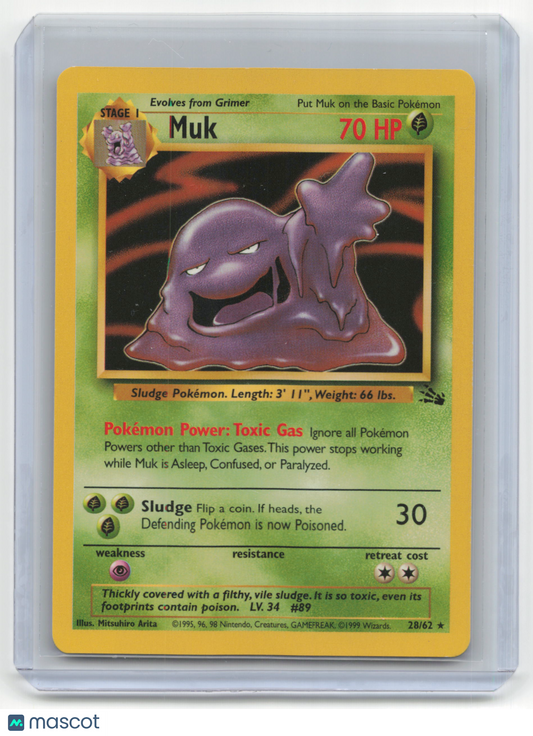 1999 Pokemon TCG Muk Fossil #28/62 Basic