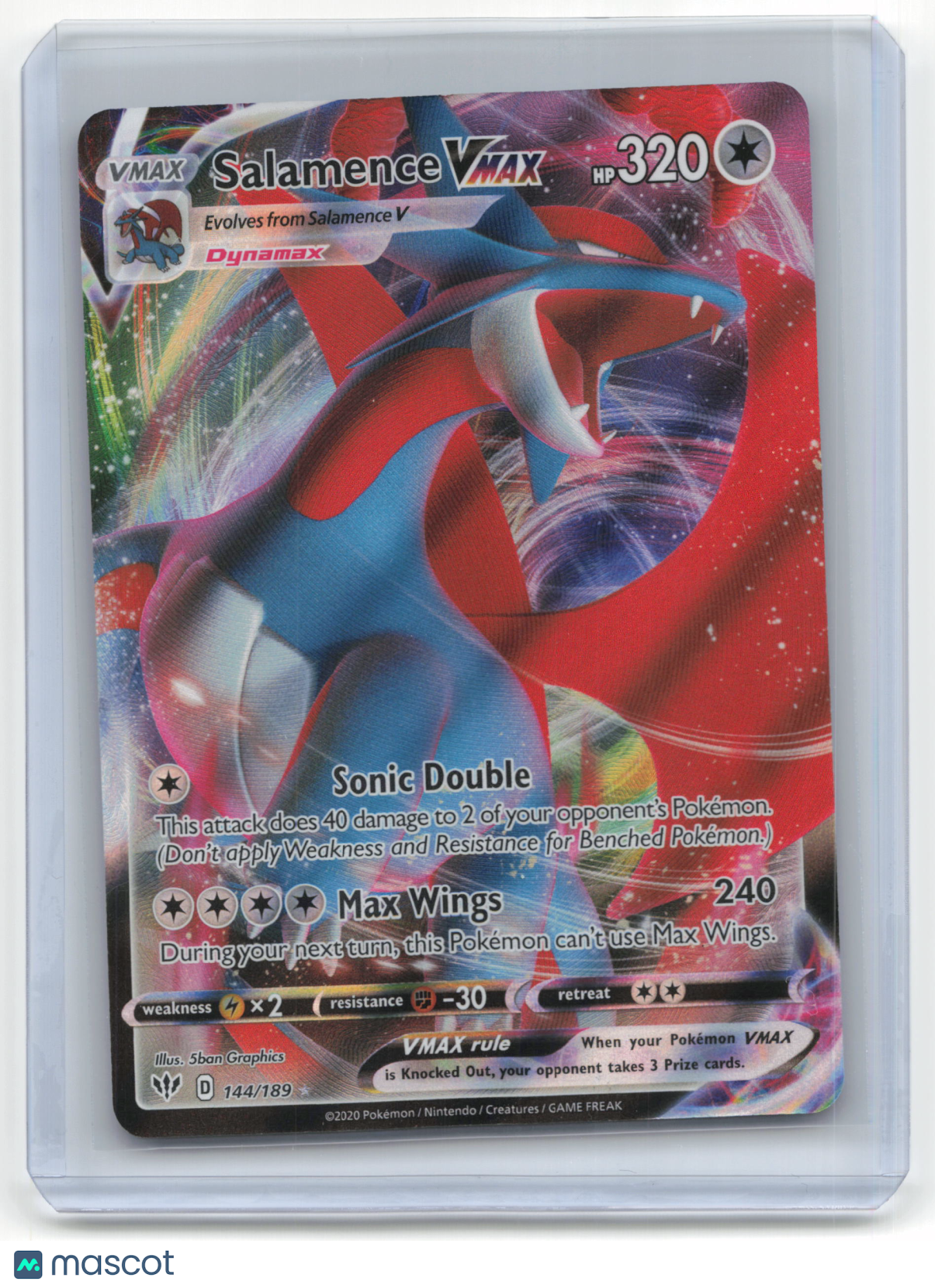 2020 Pokemon Salamence VMAX Darkness Ablaze #144/189 Lightly Played