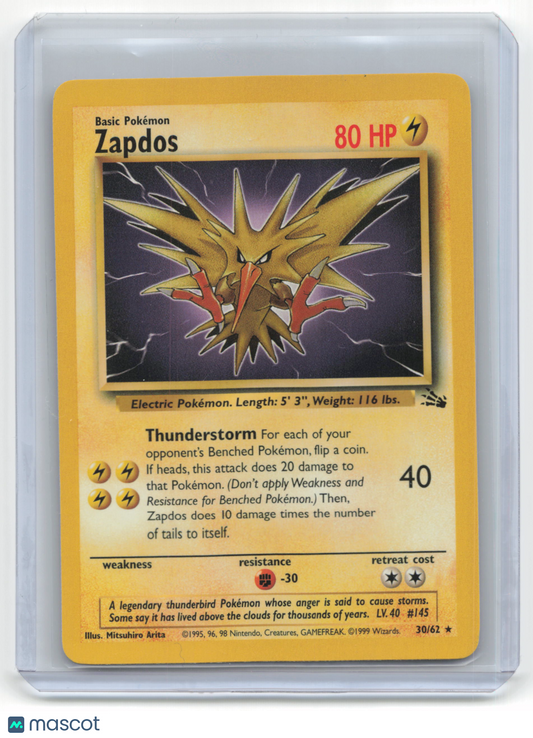 1999 Pokemon TCG Zapdos Fossil #30/62 Basic Unlimited
