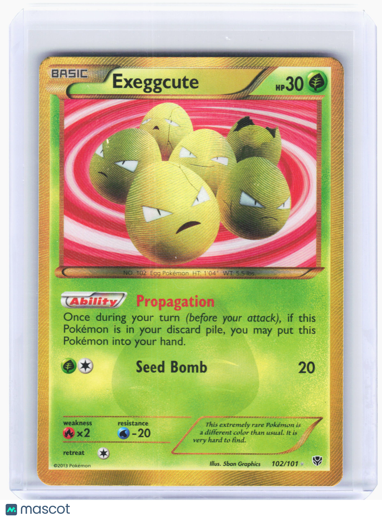 2013 Pokemon—Exeggcute #102/101 Plasma Blast—Secret Rare Holo