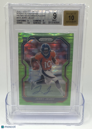 2020 Panini Prizm Football—Jerry Jeudy #314 Green —BGS 9 Auto 10