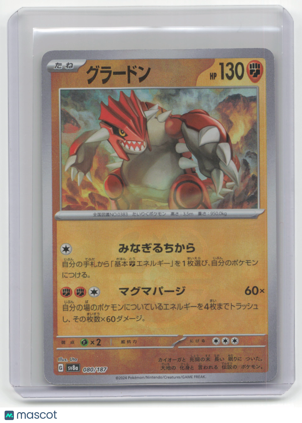 2024 Pokemon TCG—Groudon #080/187 Terastal Fest EX— Japanese MasterBall Holo