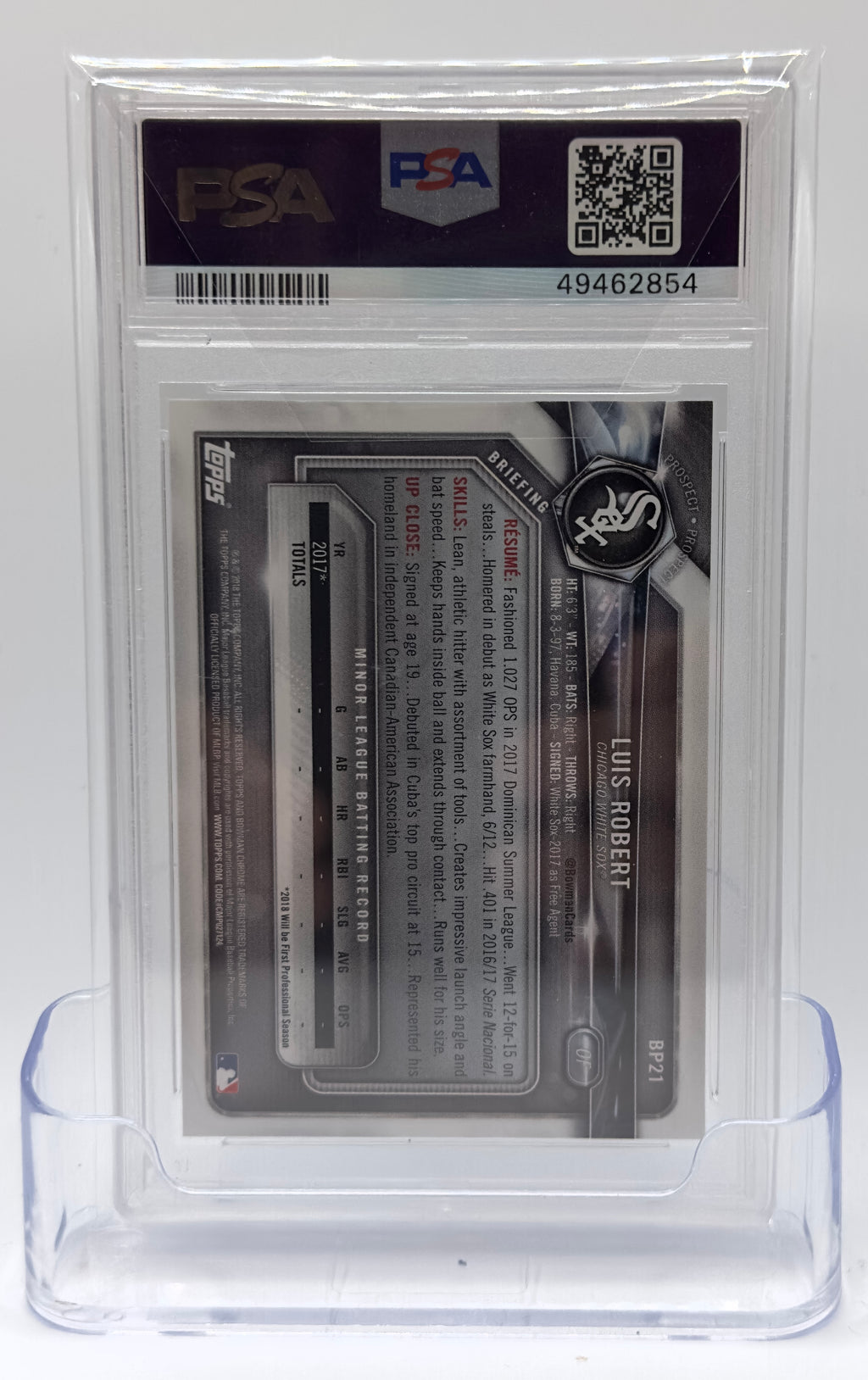 2018 Bowman Paper Prospects Baseball—Luis Robert #BP21 —PSA 9