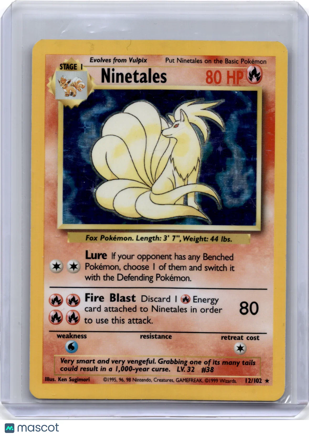 1999 Pokemon Ninetales Base Set #12/102 Heavily Played Holo - Papa Joey's Collectibles