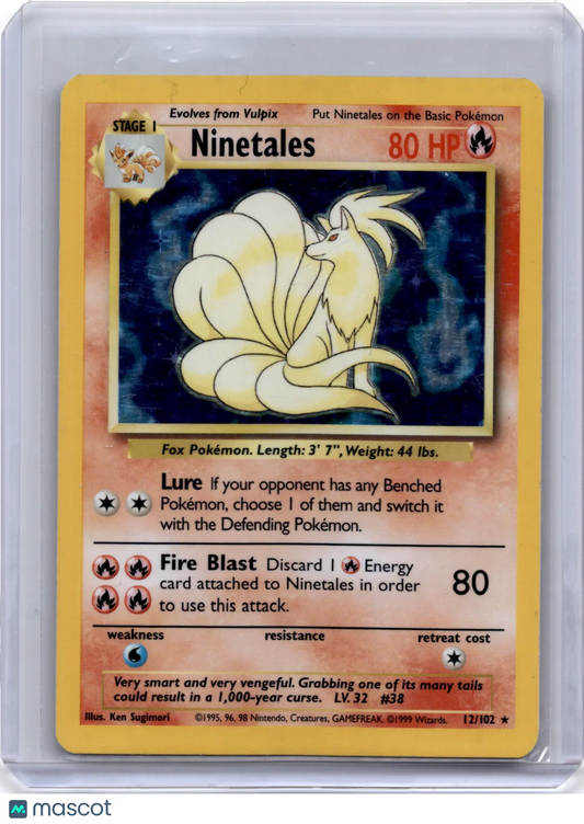 1999 Pokemon Ninetales Base Set #12/102 Heavily Played Holo - Papa Joey's Collectibles