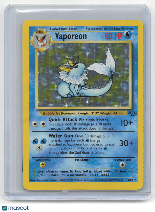 1999 Pokemon TCG Vaporeon Jungle #12/64 Holo Damaged