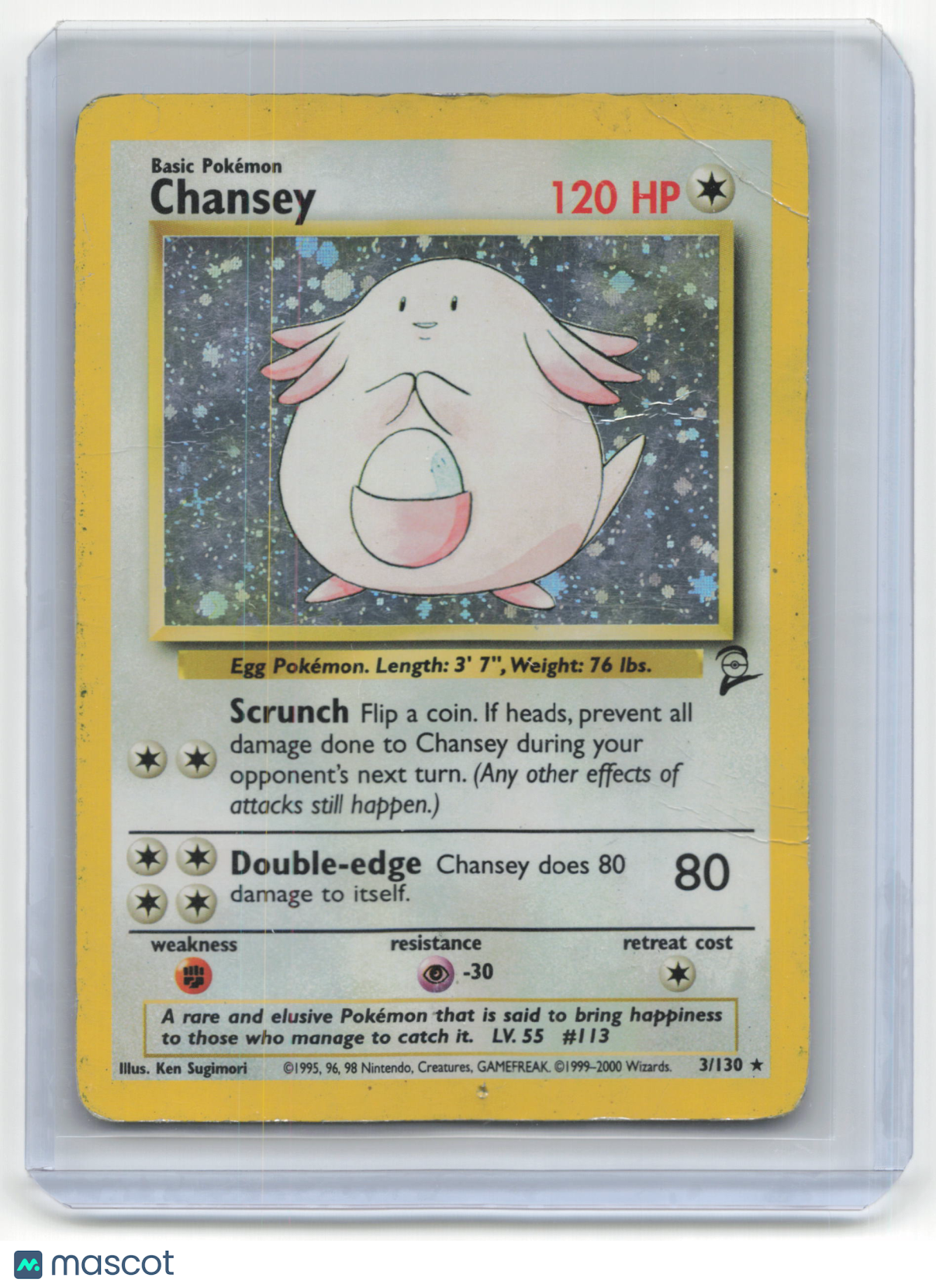 2000 Pokemon TCG Chansey Base Set 2 #3/130 Damaged Holo