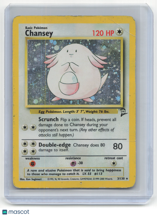 2000 Pokemon TCG Chansey Base Set 2 #3/130 Damaged Holo