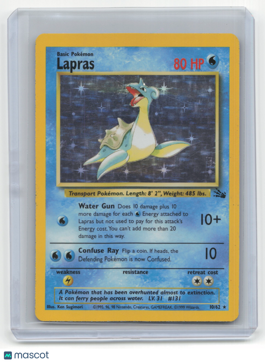 1999 Pokemon TCG Lapras Fossil #10/62 English Heavily Played Holo