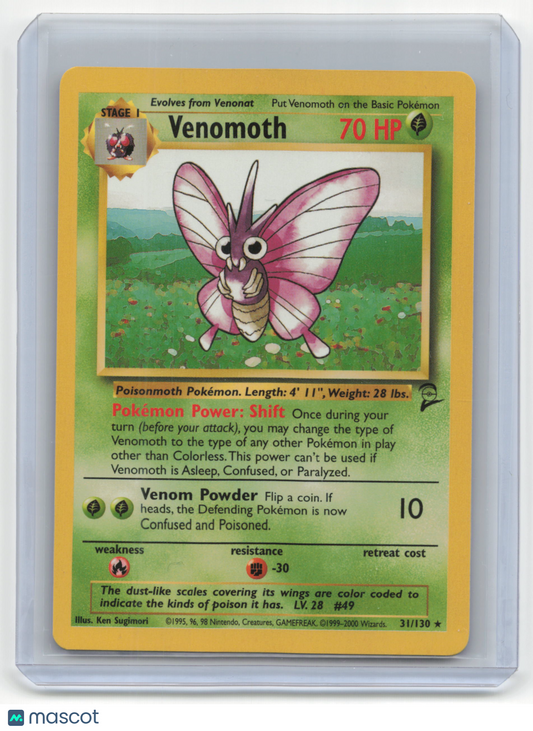 1999 Pokemon Venomoth Base Set 2 #31/130