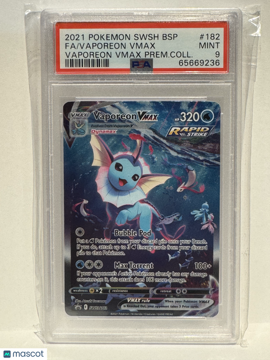 2021 Pokemon—Vaporeon VMAX #182 Sword & Shield—Black Star Promo Holo PSA 9