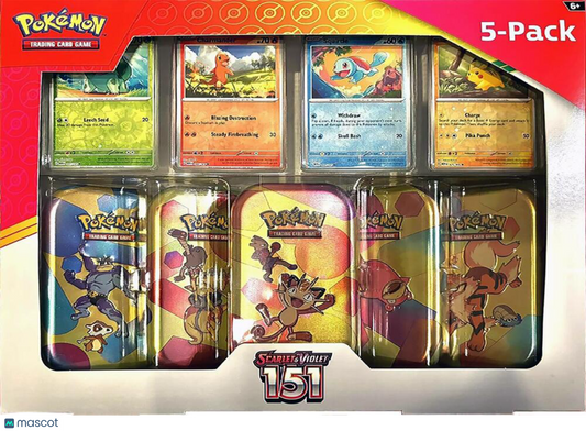 Pokemon Scarlet & Violet 151 Mini Tin 5-Pack (Meowth)
