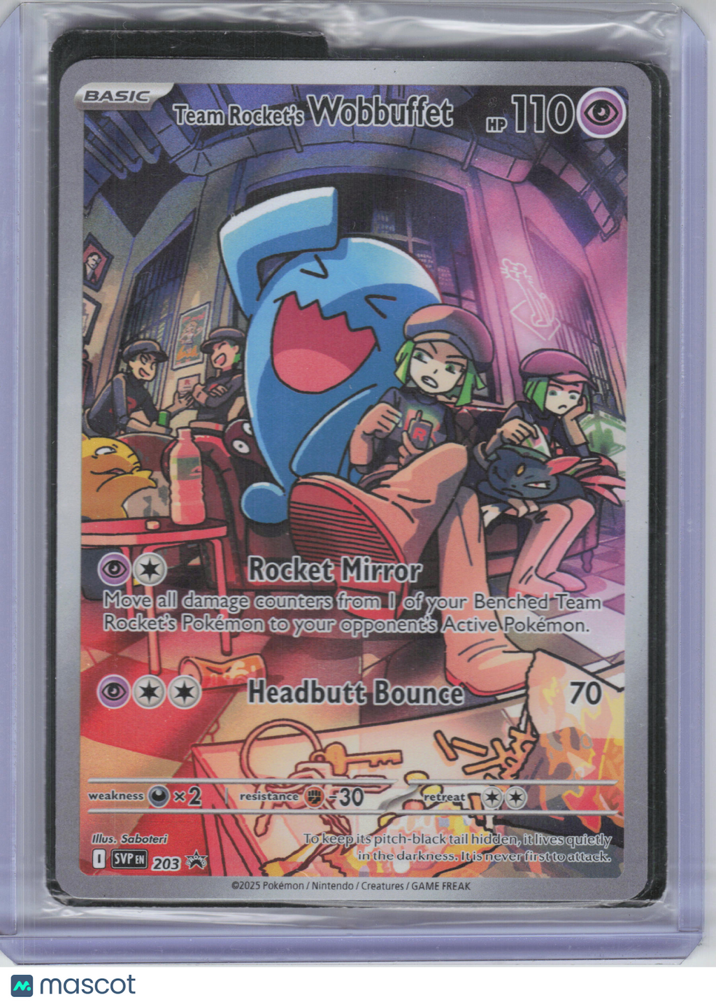 2025 Pokemon—Team Rocket's Wobbuffet #203 SVP—Black Star Promo Holo [Sealed]