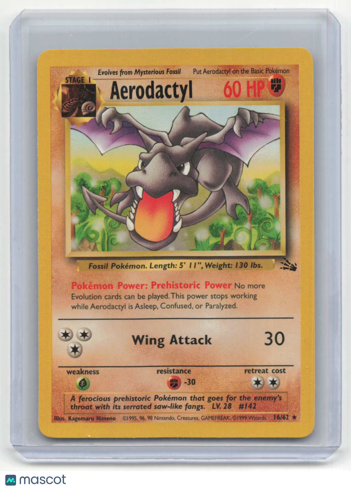 1999 Pokemon TCG Aerodactyl Fossil #16/62 Lightly Played Basic