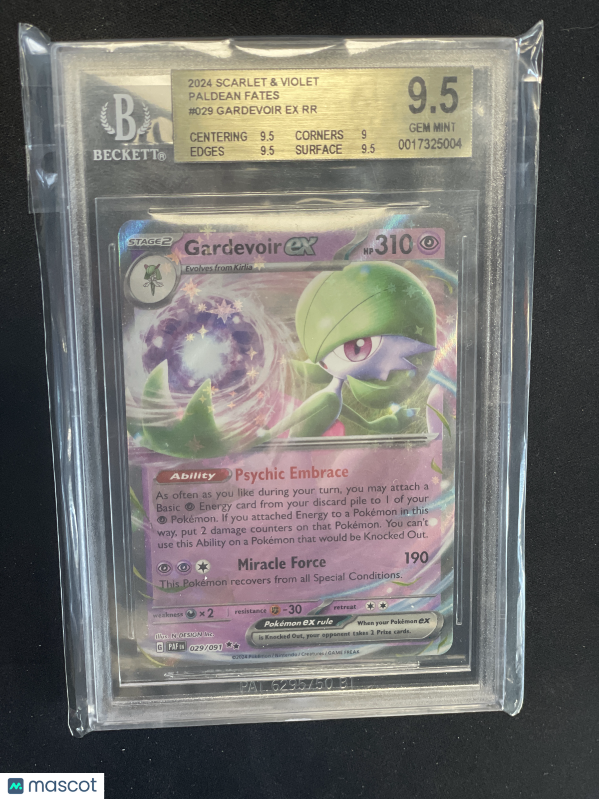 2024 Pokemon Scarlet and Violet Paldean Fates Pokemon Gardevoir EX RR #029 BGS 9.5