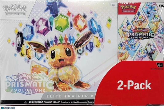 2025 Pokemon Scarlet & Violet Prismatic Evolutions Costco 2-Pack Bundle