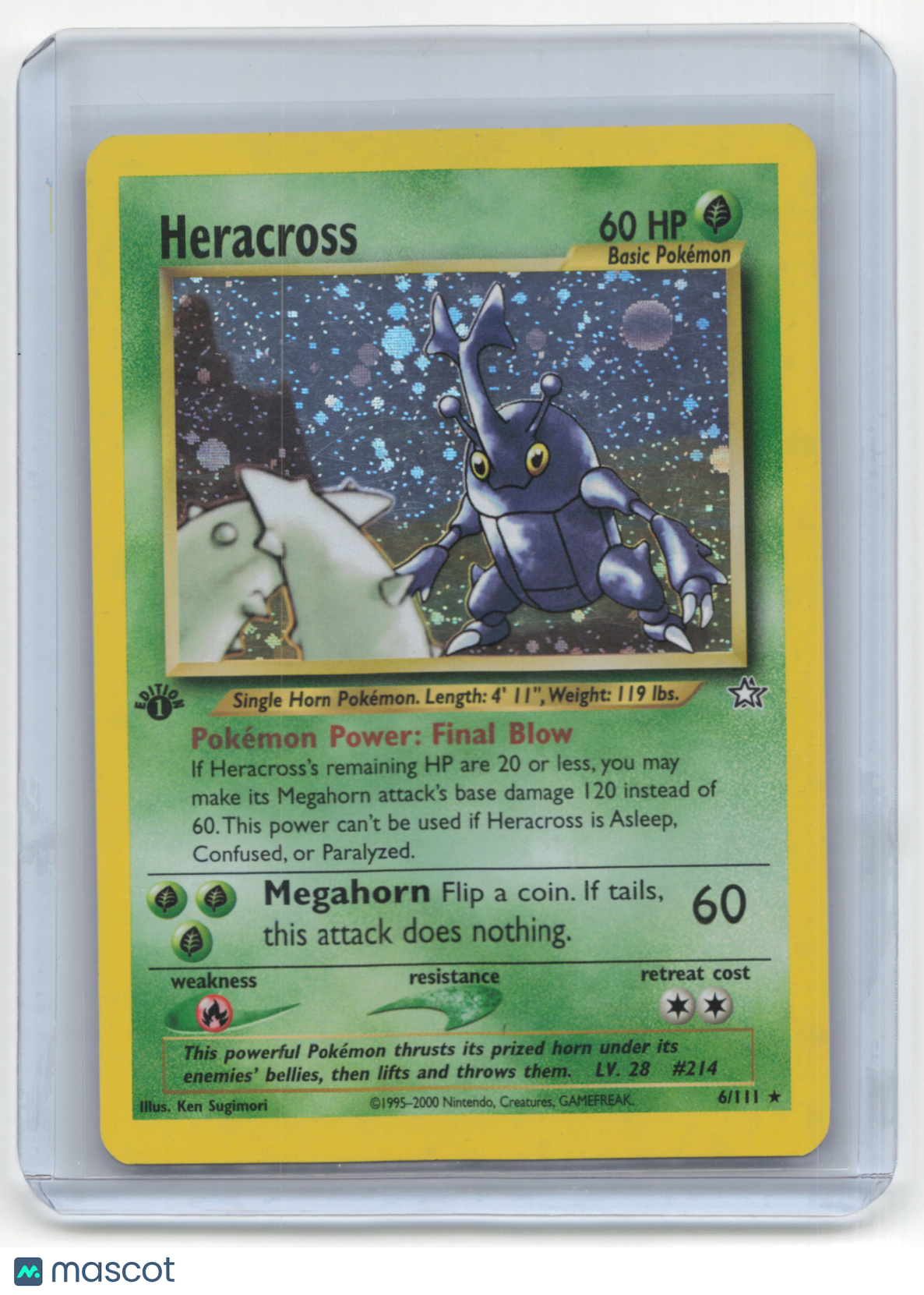 2000 Pokemon TCG Heracross Neo Genesis #6/111 Holo 1st Edition