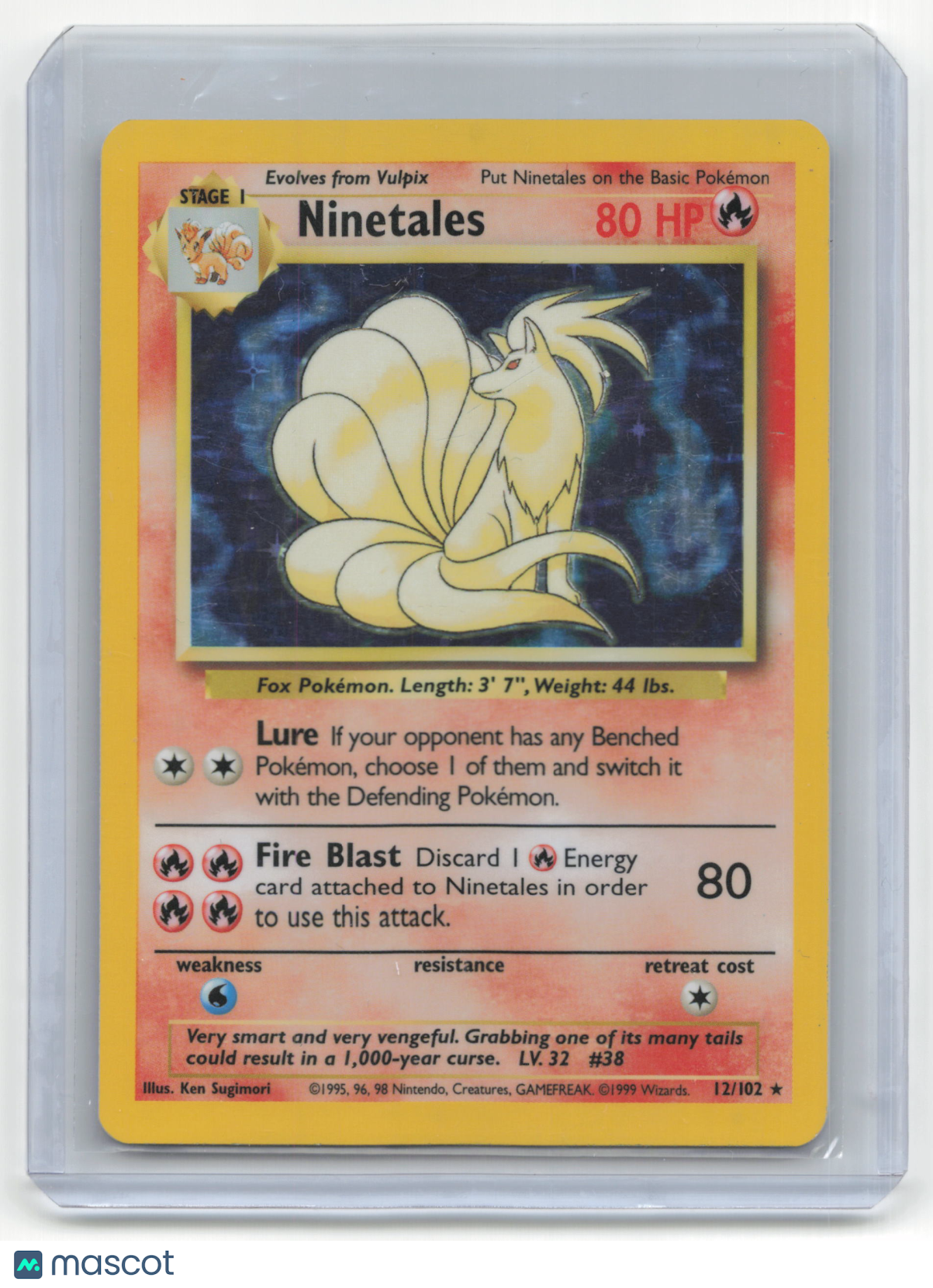 1999 Pokemon Ninetales Base Set #12/102 Heavily Played Holo
