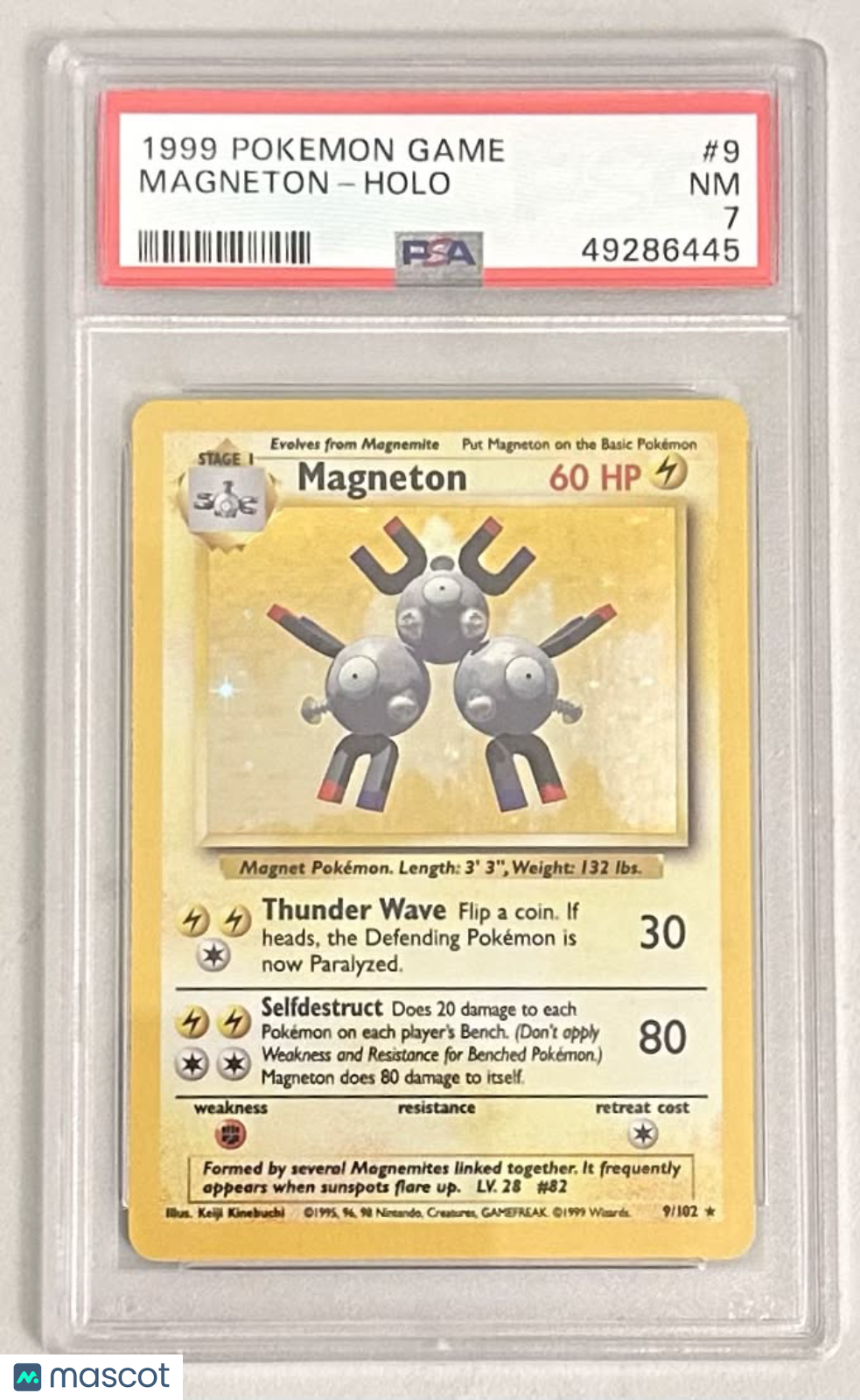 1999 Pokemon Game—Magneton #9 Base Set—Holo Rare Holo PSA 7