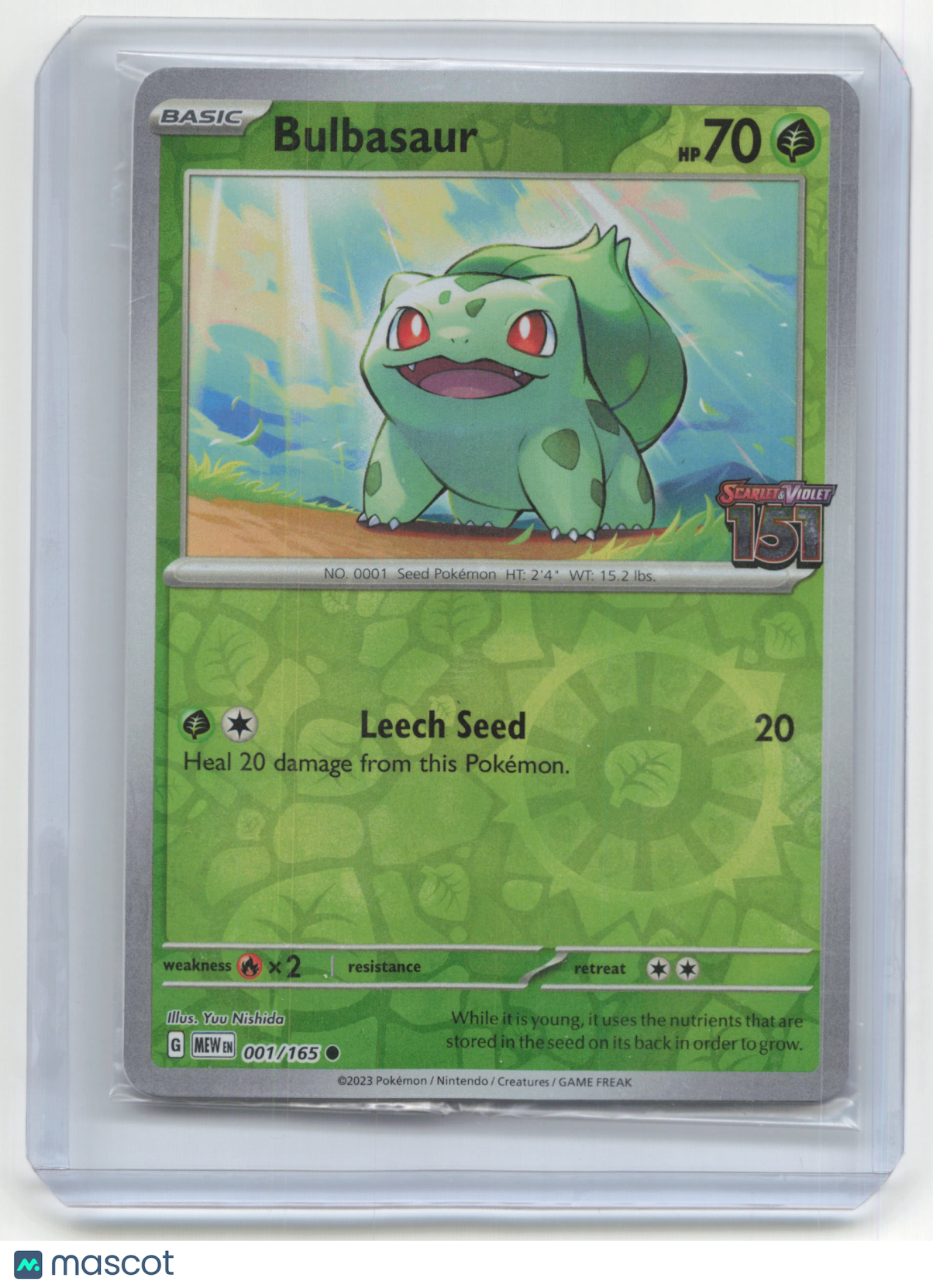 2023 Bulbasaur Pokemon 151 #001/165 Sealed Promo