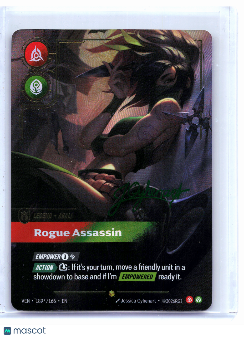 2026 Riftbound—Akali, Rogue Assassin (Signature) #189*/166 Vendetta—Showcase